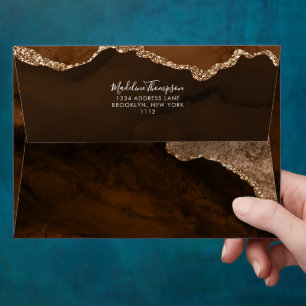 Velvet Rust Gold Marble Agate Geode Address Envelope