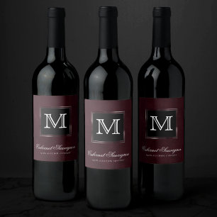 Velvet Wine Grunge   Maroon Bordeaux Merlot Custom Wine Label