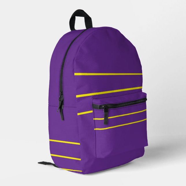 Velvet With Yellow  Printed Backpack (Back Corner Left)