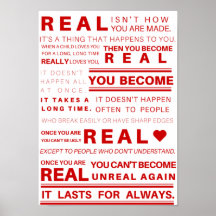 Velveteen Rabbit Real Quote Poster (Red)