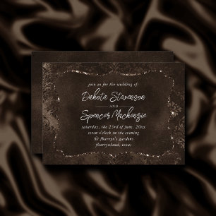 Velvety Bronze Damask   Brown Baroque Grunge Invitation