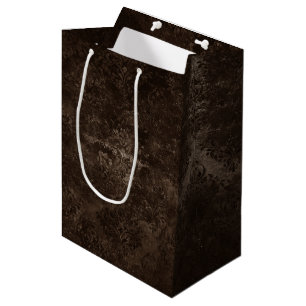Velvety Bronze Damask   Brown Baroque Grunge Medium Gift Bag
