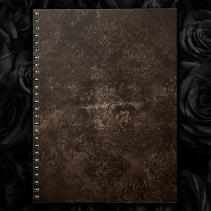 Velvety Bronze Damask Brown Baroque Grunge Notebook