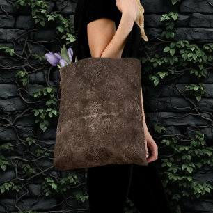 Velvety Bronze Damask Brown Baroque Grunge Tote Bag