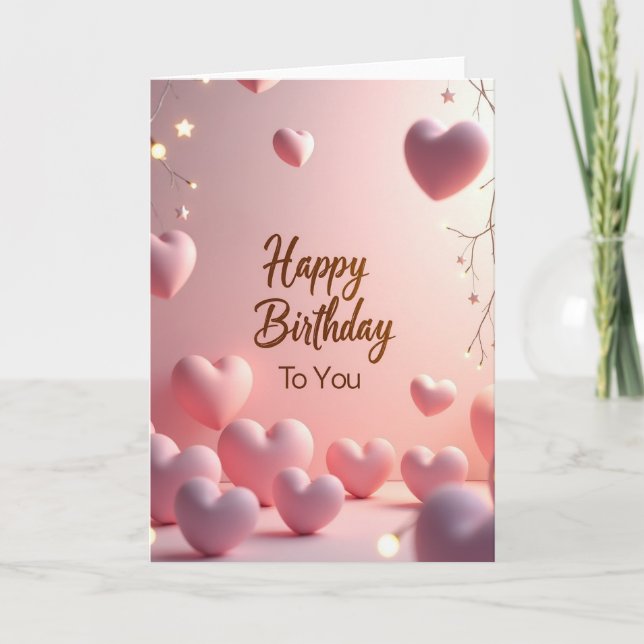 Velvety Hearts Birthday Card (Front)