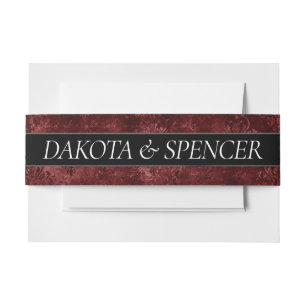 Velvety Henna Damask   Crimson Red Grunge Baroque Invitation Belly Band