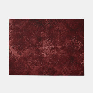 Velvety Henna Damask Red Distressed Grunge Doormat