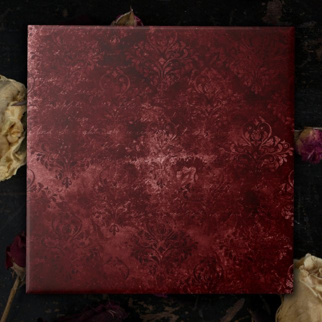 Velvety Henna Damask | Red Distressed Grunge Tile (Creator Uploaded)
