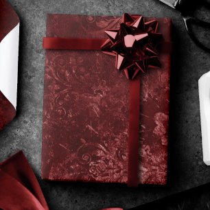 Velvety Henna Damask   Red Distressed Grunge Wrapping Paper