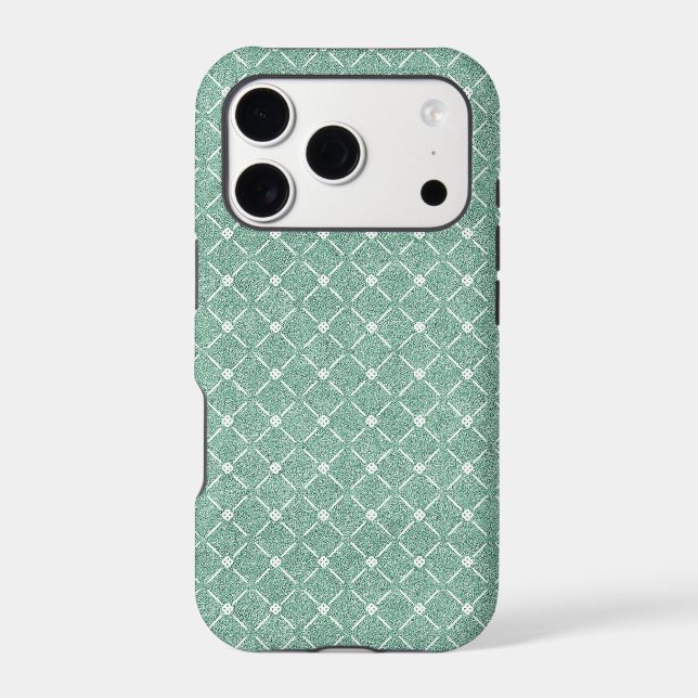 Velvety Lattice Pattern in Mint Green (Back)