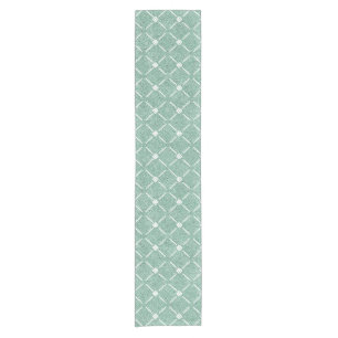 Velvety Lattice Pattern in Mint Green Short Table Runner