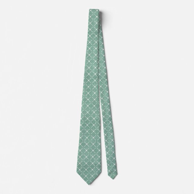 Velvety Lattice Pattern in Mint Green Tie (Front)