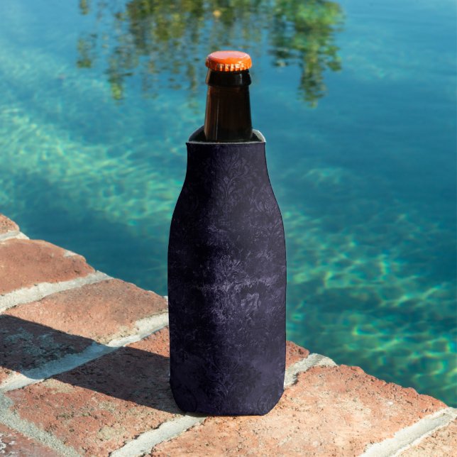 Velvety Midnight Damask | Indigo Purple Grunge Bottle Cooler (In Situ Pool)