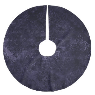 Velvety Midnight Damask   Indigo Purple Grunge Brushed Polyester Tree Skirt
