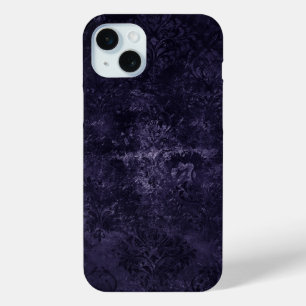 Velvety Midnight Damask   Indigo Purple Grunge iPhone 15 Mini Case
