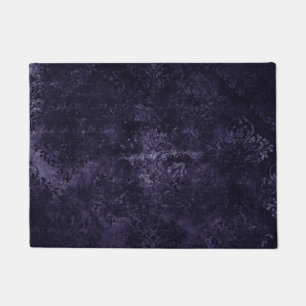 Velvety Midnight Damask   Indigo Purple Grunge Doormat