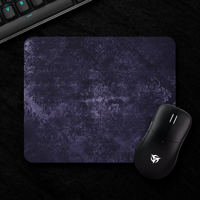 Velvety Midnight Damask | Indigo Purple Grunge Mouse Mat (Creator Uploaded)
