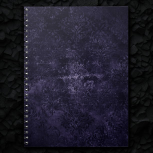 Velvety Midnight Damask   Indigo Purple Grunge Notebook