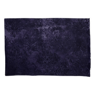 Velvety Midnight Damask   Indigo Purple Grunge Pillowcase