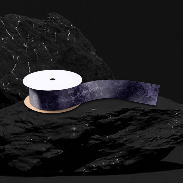 Velvety Midnight Damask | Indigo Purple Grunge Satin Ribbon (Creator Uploaded)