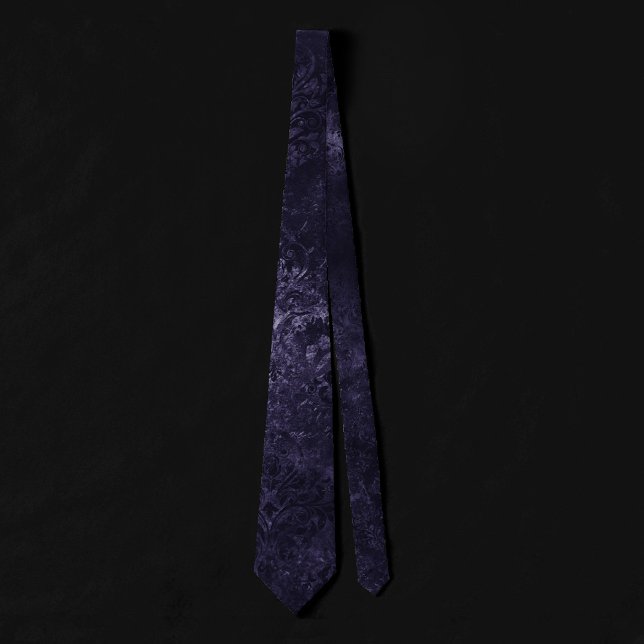 Velvety Midnight Damask | Indigo Purple Grunge Tie (Creator Uploaded)