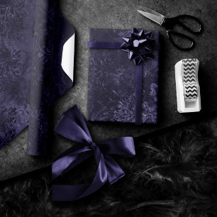 Velvety Midnight Damask   Indigo Purple Grunge Wrapping Paper