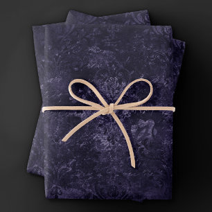 Velvety Midnight Damask Indigo Purple Grunge Wrapping Paper Sheet