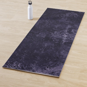 Velvety Midnight Damask   Indigo Purple Grunge Yoga Mat