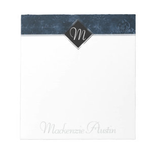 Velvety Navy Damask   Dark Blue Baroque Custom Notepad