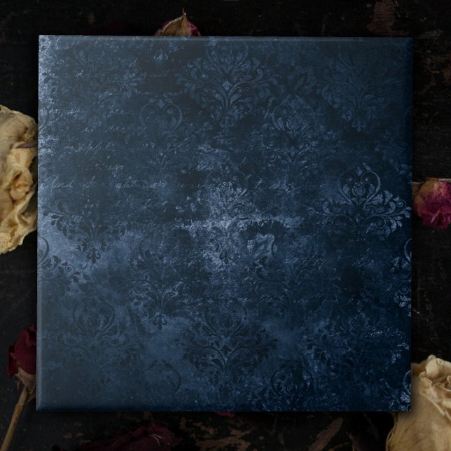 Velvety Navy Damask | Dark Blue Grunge Baroque Tile (Creator Uploaded)