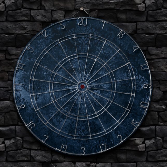 Velvety Navy Damask | Dark Blue Grunge Floral Dartboard (Creator Uploaded)