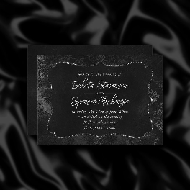 Velvety Onyx Damask | Black Vampy Grunge Baroque Invitation (Creator Uploaded)
