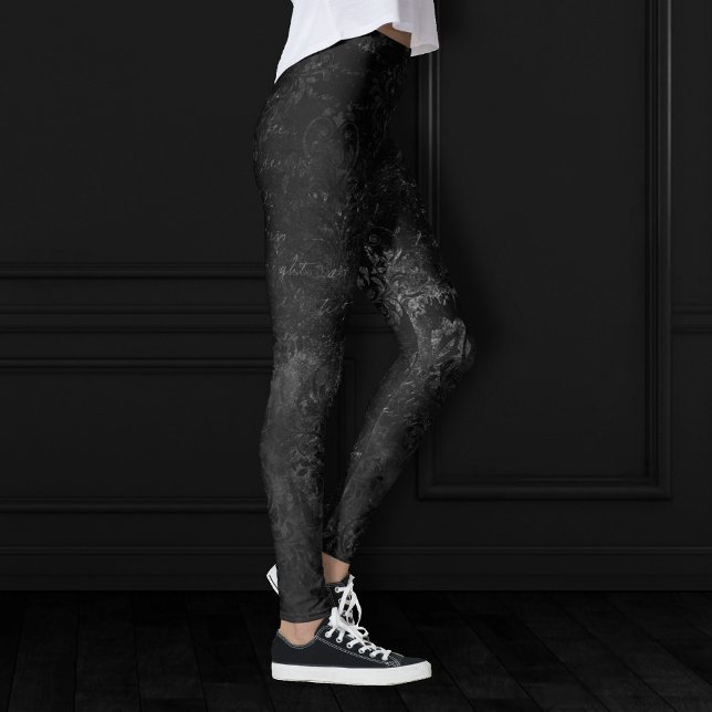 Velvety Onyx Damask | Black Vampy Grunge Baroque Leggings (Creator Uploaded)
