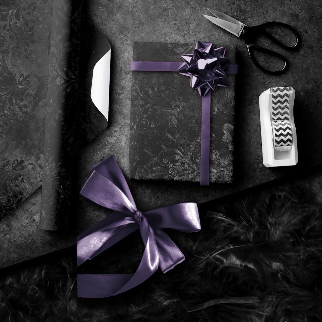 Velvety Onyx Damask | Black Vampy Grunge Baroque Wrapping Paper (Creator Uploaded)