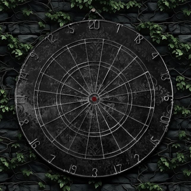 Velvety Onyx Damask | Black Vampy Grunge Floral Dartboard (Creator Uploaded)