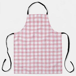 Velvety Pink and White Gingham Charm Apron