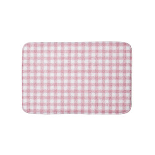 Velvety Pink and White Gingham Charm Bath Mat