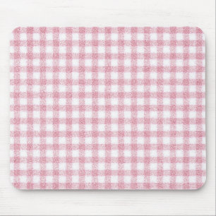 Velvety Pink and White Gingham Charm Mouse Mat