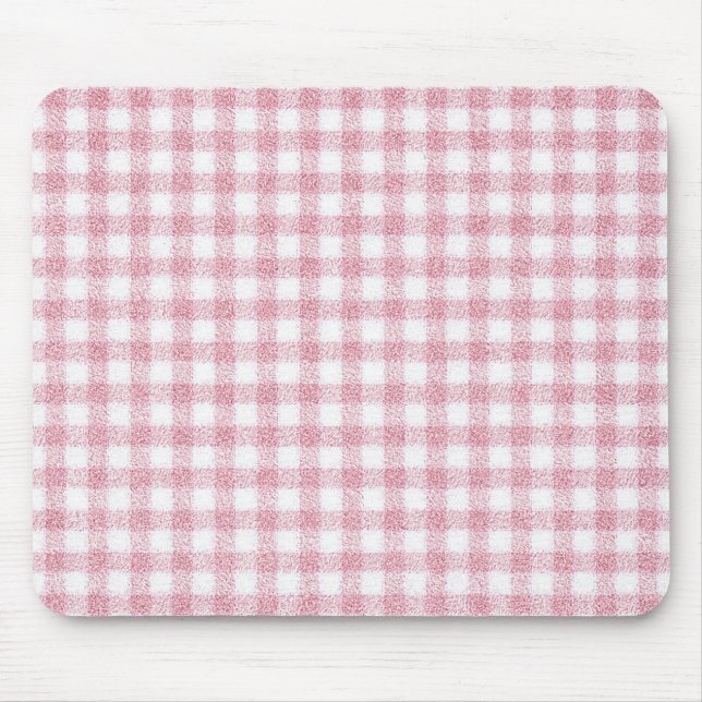 Velvety Pink and White Gingham Charm Mouse Mat (Front)