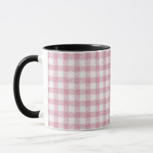 Velvety Pink and White Gingham Charm Mug