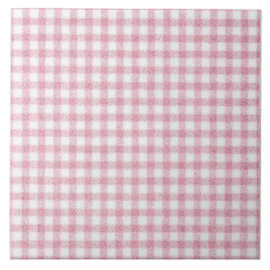 Velvety Pink and White Gingham Charm Tile