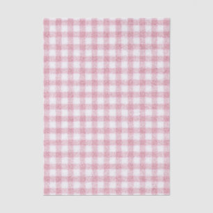 Velvety Pink and White Gingham Charm Tissue Paper