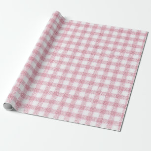 Velvety Pink and White Gingham Charm Wrapping Paper