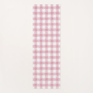Velvety Pink and White Gingham Charm Yoga Mat