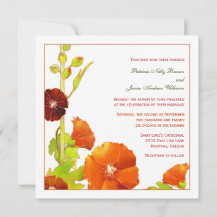 Velvety Red Hollyhock Wedding Invitation