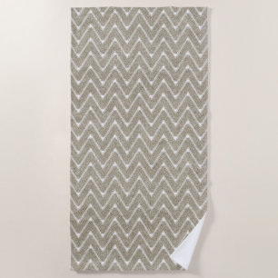 Velvety Sand Brown Small Chevron Pattern Beach Towel
