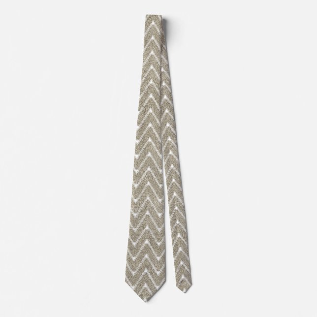 Velvety Sand Brown Small Chevron Pattern Tie (Front)