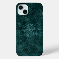 Velvety Teal Damask | Dark Green Grunge Baroque