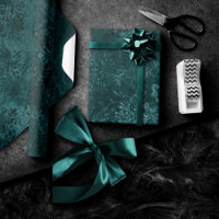 Velvety Teal Damask | Dark Green Grunge Baroque