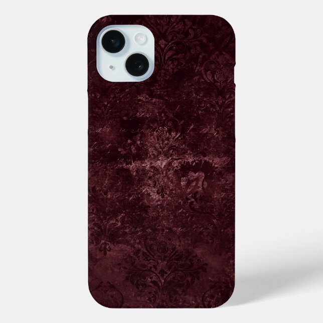 Velvety Wine Damask | Bordeaux Sangria Grunge Glam Case-Mate iPhone Case (Back)